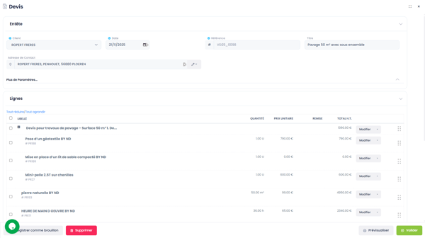 création d'un devis sur altagem gestion commerciale