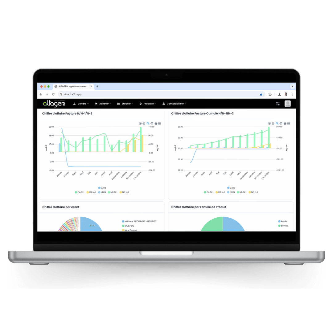Interface web gestion commerciale Altagem