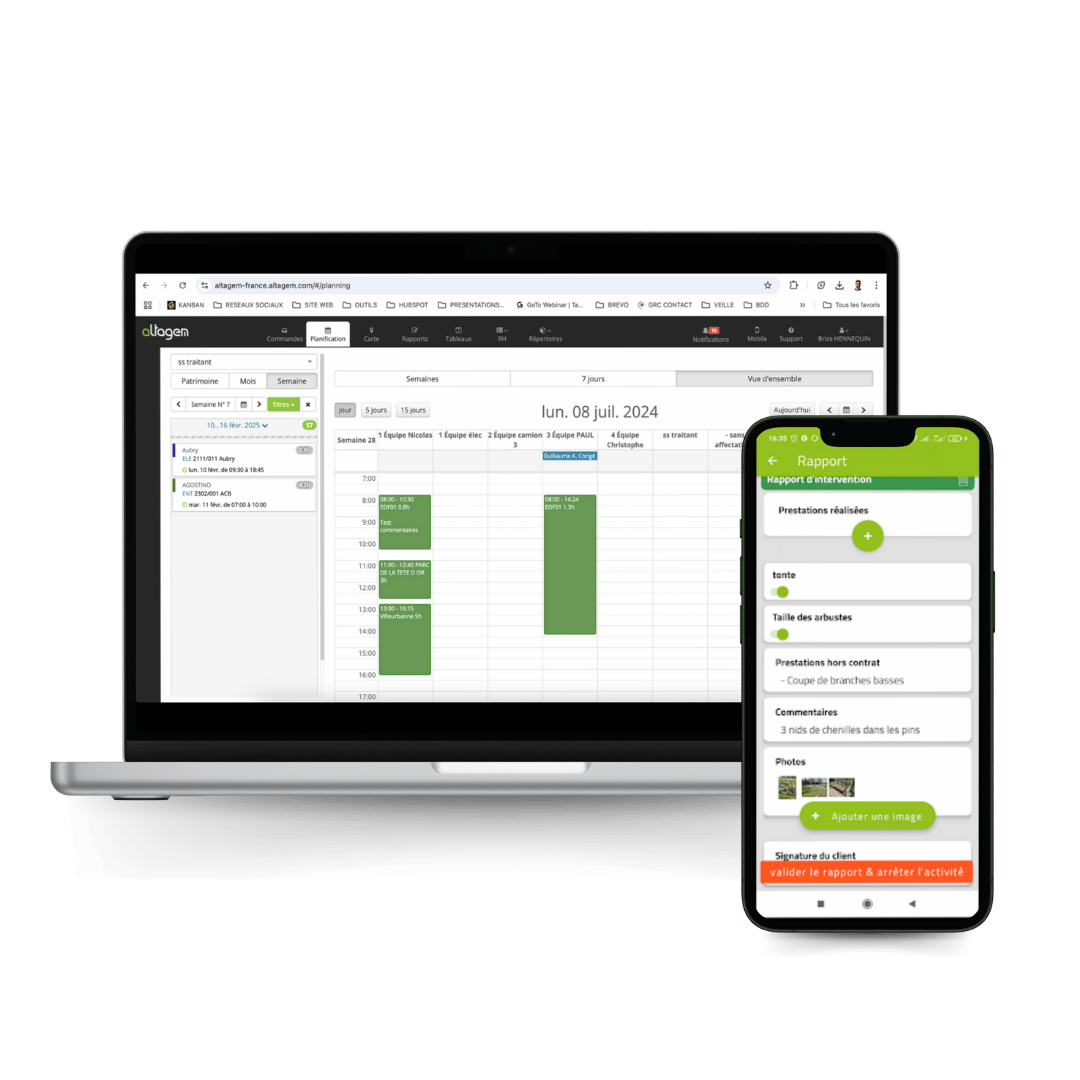 Interface web et mobile d'altagem gestion d'interventions