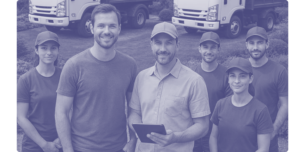 Equipe paysagistes sur un chantier