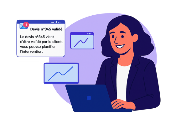 Equipe administrative en train de gérer les devis et factures de l'entreprise