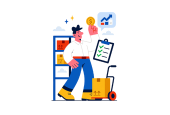 Illustration achats et gestion des stocks entreprise