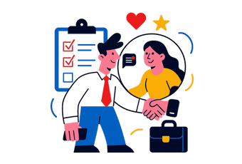 illustration suivi client et vente